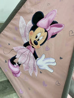 Tenda giochi rosa cotone dipinta a mano tema topolina rosa cuoricini, personalizzata con nome, materassino imbottito, cuscino e pali pieghevoli inclusi