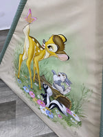 Tenda giochi bambini cotone rosa fiori dipinta a mano tema animale bosco personalizzata con nome, materassino imbottito, cuscino e pali pieghevoli inclusi