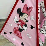 Tenda giochi bambini cotone dipinta a mano tema topo cartone animato, personalizzata con nome, materassino imbottito, cuscino e pali pieghevoli inclusi