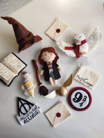 Set elementi in feltro per giostrina culla Harry Potter con Hermione Granger, cappello parlante, civetta Edvige e scopa