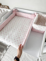 Fasciatoio neonata cuori rosa bordi imbottiti cotone double face impermeabile fatto a mano