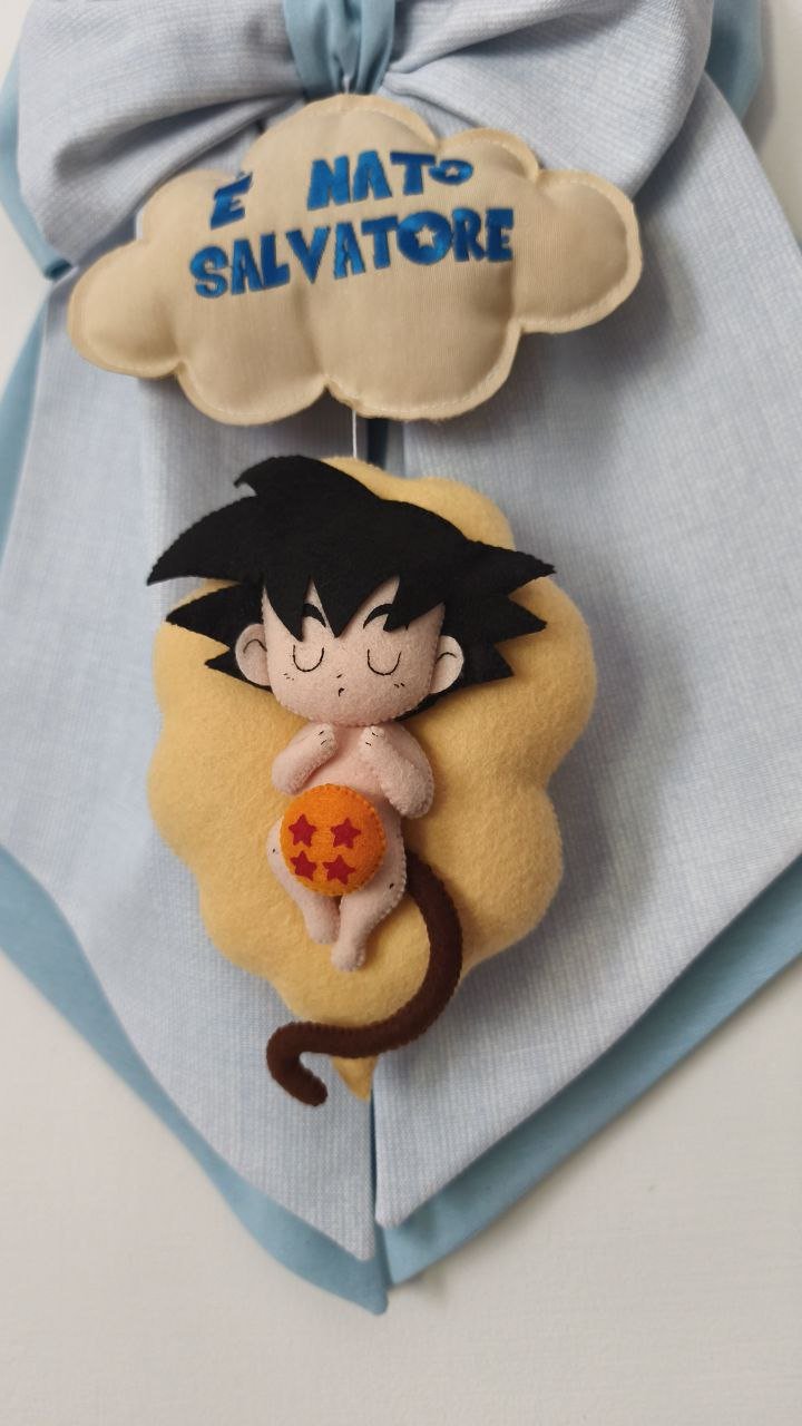 Fiocco Nascita Personalizzato Tema Anime Goku baby Dragon Ball - universo del bambino