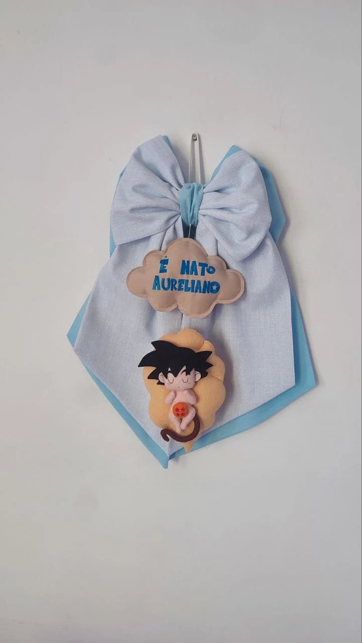 Fiocco Nascita Personalizzato Tema Anime Goku baby Dragon Ball - universo del bambino