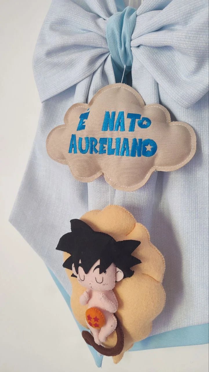 Fiocco Nascita Personalizzato Tema Anime Goku baby Dragon Ball - universo del bambino