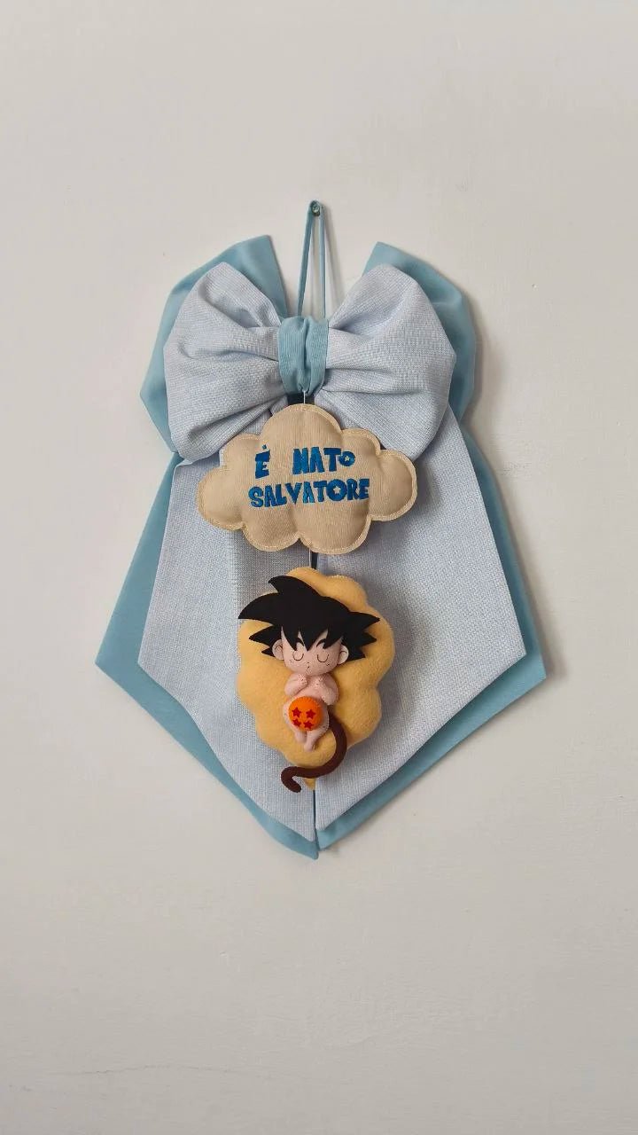 Fiocco Nascita Personalizzato Tema Anime Goku baby Dragon Ball - universo del bambino