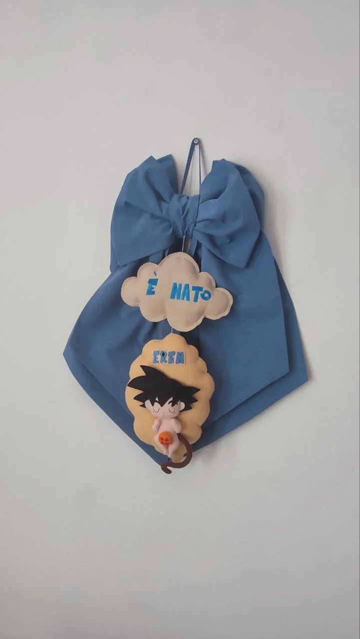 Fiocco Nascita Personalizzato Tema Anime Goku baby Dragon Ball - universo del bambino