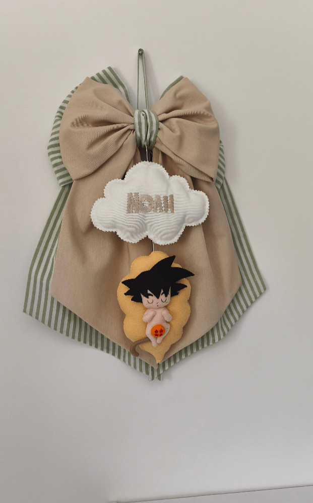Fiocco Nascita Personalizzato Tema Anime Goku baby Dragon Ball - universo del bambino