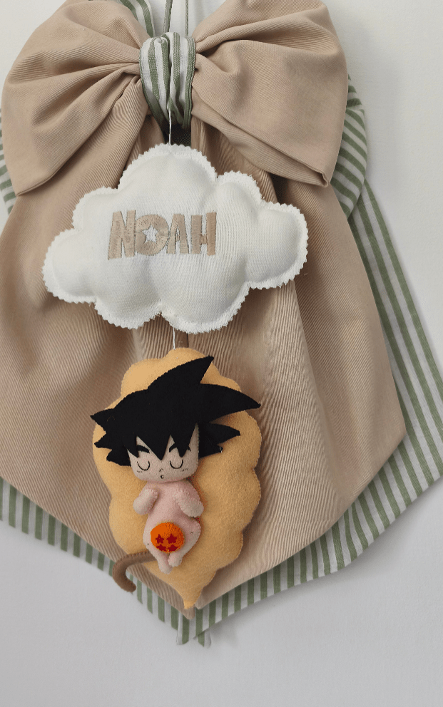 Fiocco Nascita Personalizzato Tema Anime Goku baby Dragon Ball - universo del bambino