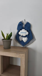 Fiocco Nascita Personalizzato Tre Cuoricini/Stelline Blu/Azzurro – Urgenza in 24 ore! - universo del bambino