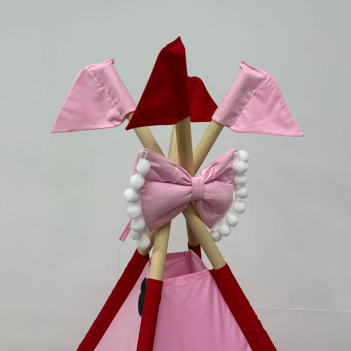 Tenda tipi/teepee/wigwam bambini Rosa chiaro/baby cotone dipinta a mano tema topo cartone animato, personalizzata con nome, materassino imbottito, cuscino e pali pieghevoli inclusi
