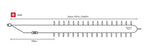 Schema tecnico ghirlanda luminosa 35 palline a loop, lunghezza 354 cm, misure cavo