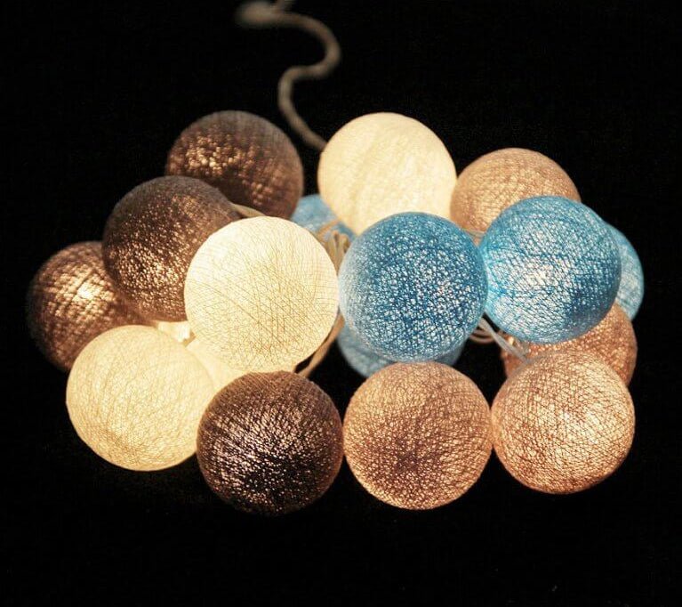 Ghirlanda Luminosa LED a Palline di Cotone per Cameretta Bambini - universo del bambino