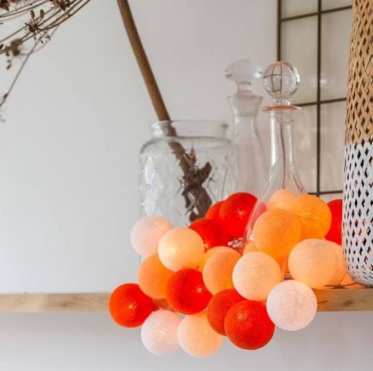 Ghirlanda Luminosa LED a Palline di Cotone per Cameretta Bambini - universo del bambino