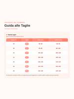 Guida alle taglie della camicia da notte premaman dalla XS alla 3XL, con misure di seno e fianchi in cm