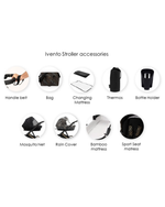 Accessori passeggino Ivento Kunert: borsa, materassino fasciatoio, thermos, portabiberon, zanzariera, coprpioggia, materassino bamboo e seduta sport