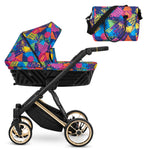 Passeggino Ivento Kunert Colors Impression navicella multicolore pop art ruote dorate con borsa coordinata