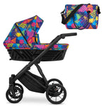 Passeggino Ivento Kunert Colors Impression navicella multicolore pop art telaio nero con borsa coordinata