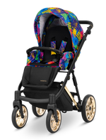 Passeggino Ivento Kunert Colors Impression seduta multicolore pop art ruote dorate vista frontale