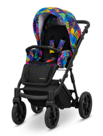 Passeggino Ivento Kunert Colors Impression seduta multicolore pop art telaio tutto nero vista frontale