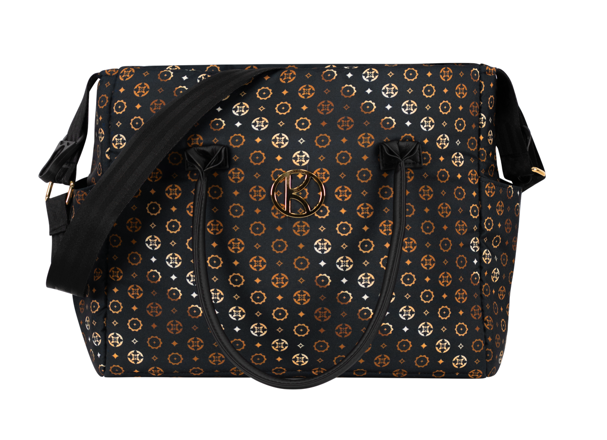 
Borsa fasciatoio Kunert Black Style nera fantasia oro con tracolla e logo dorato coordinata passeggino