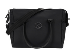 Borsa fasciatoio Kunert in tessuto nero profondo, manici e tracolla neri, logo metallico nero