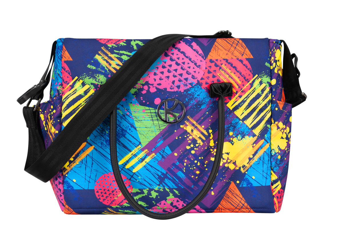 Borsa fasciatoio Kunert Colors Impression multicolore pop art con tracolla nera e logo coordinata passeggino