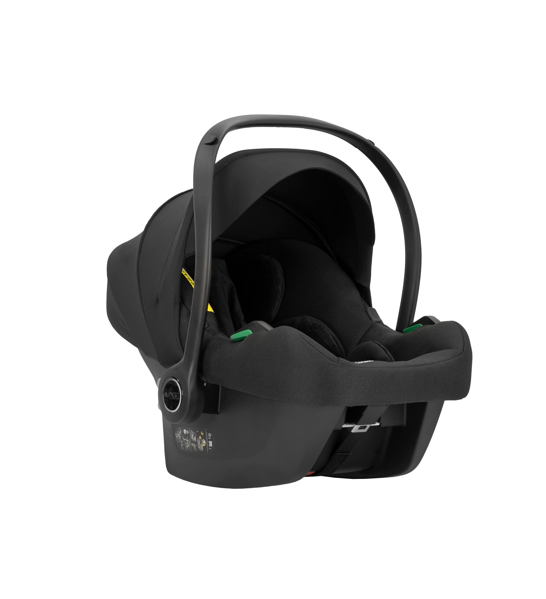 Seggiolino auto neonato Kunert Cosmo nero gruppo 0+ – ovetto con imbottitura, cappottina e maniglia