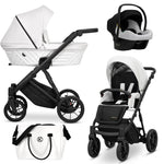 Passeggino trio Kunert Ivento Black Style – navicella, seduta imbottita, seggiolino auto e borsa mamma