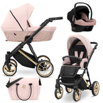 Kunert Ivento 3in1 rosa cipria e oro – navicella in tessuto, seduta, ovetto Cosmo e borsa fasciatoio