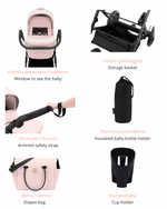 Kunert Ivento 3in1 accessori inclusi: borsa mamma, cestino portaoggetti, thermos biberon, portabottiglie e cinghia sicurezza