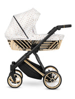 Set completo Kunert Ivento Bianco Oro – navicella, seduta passeggino e ovetto Cosmo