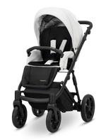 Passeggino Kunert Ivento Black Style – seduta imbottita bianco nero, telaio tutto nero, cerchi neri