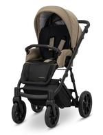 Passeggino Kunert Ivento Black Style beige caramel – seduta reclinabile in tessuto, ruote nere opaco
