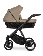 Carrozzina Kunert Ivento Black Style beige caramel – navicella in tessuto, telaio e cerchi tutto nero