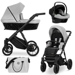 Passeggino trio Kunert Ivento 3in1 grigio telaio nero con ovetto Cosmo e borsa fasciatoio inclusa