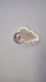 Lampada personalizzata bambina con Minnie Mouse, idea regalo nascita e battesimo elegante panna e oro