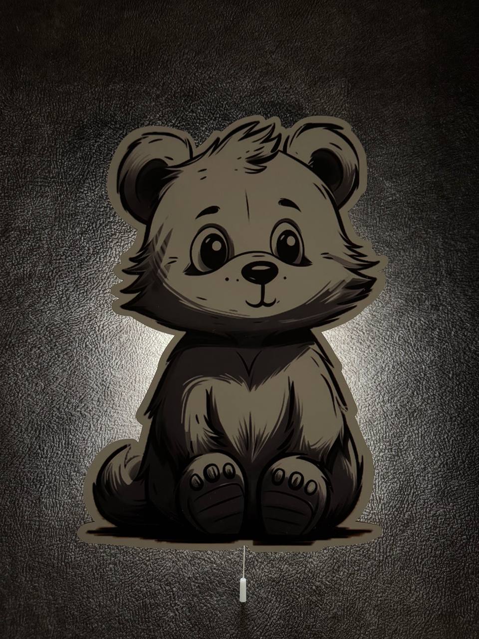Lampada led orso illuminata da muro, luce notturna stampata printer con effetto controluce soffuso e caldo.