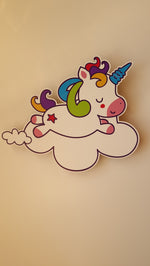 Lampada da parete unicorno con nuvola e cordicella, luce notturna stampata printer camera bimba.