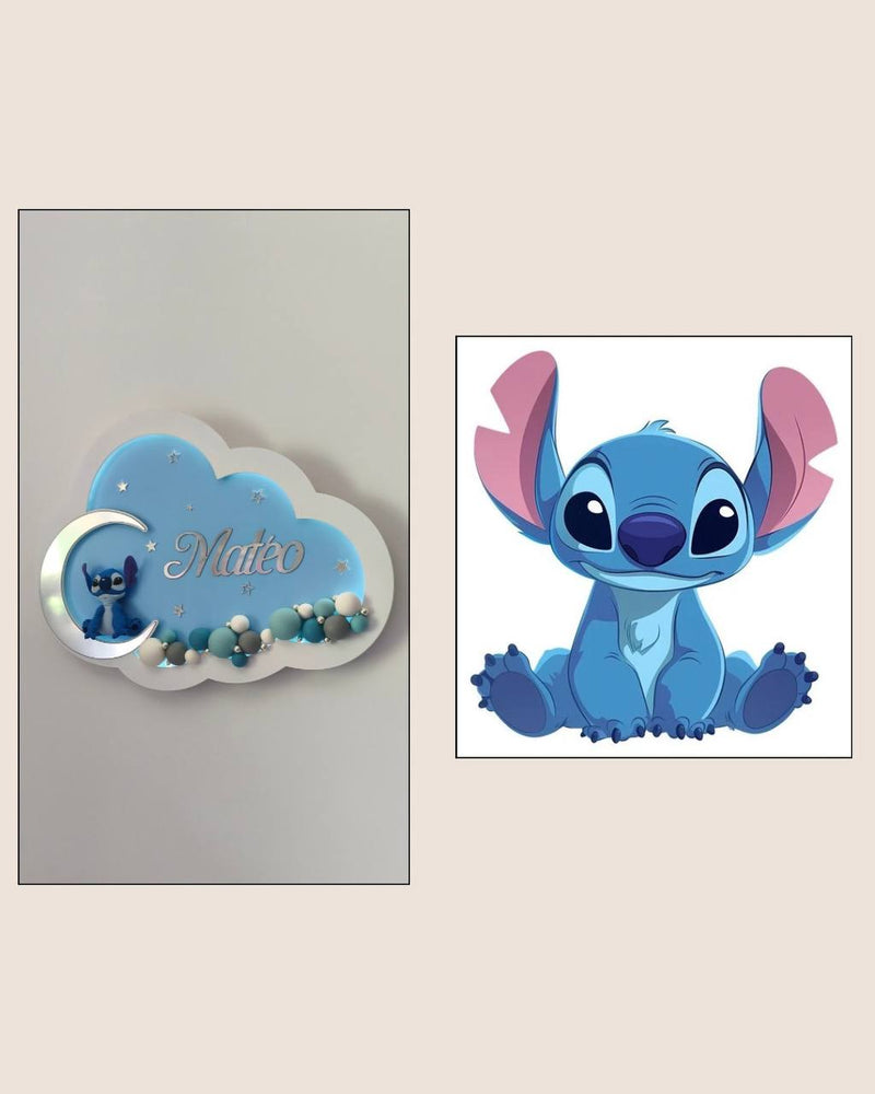 Grafica Disney di Stitch seduto per personalizzazione di lampade da comodino e luci notturne