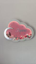 Lampada personalizzata per neonata con Minnie Topolina e palloncini rosa, idea regalo nascita e luce da parete