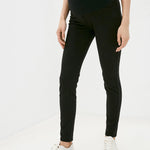 Leggings premaman Warm&Cosy neri in pile con fascia alta, vista frontale