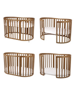 Lettino neonato ovale legno vintage 7in1 – culla rotonda co-sleeping e letto bambino crescita