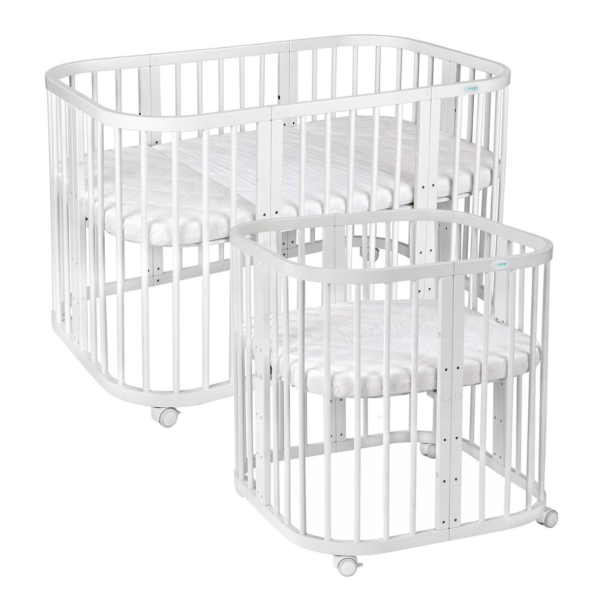 Culla standard bianca 7in1 in due misure con materasso incluso – lettino neonato con ruote