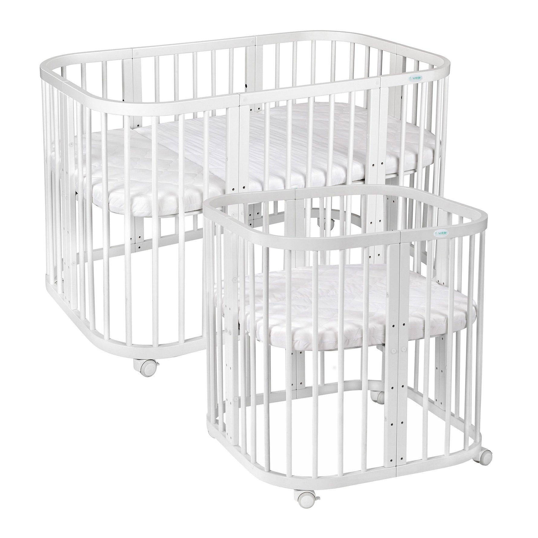 Culla standard bianca 7in1 in due misure con materasso incluso – lettino neonato con ruote