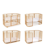 Lettino standard evolutivo 7in1 legno naturale – 4 configurazioni culla lettino e box bambino