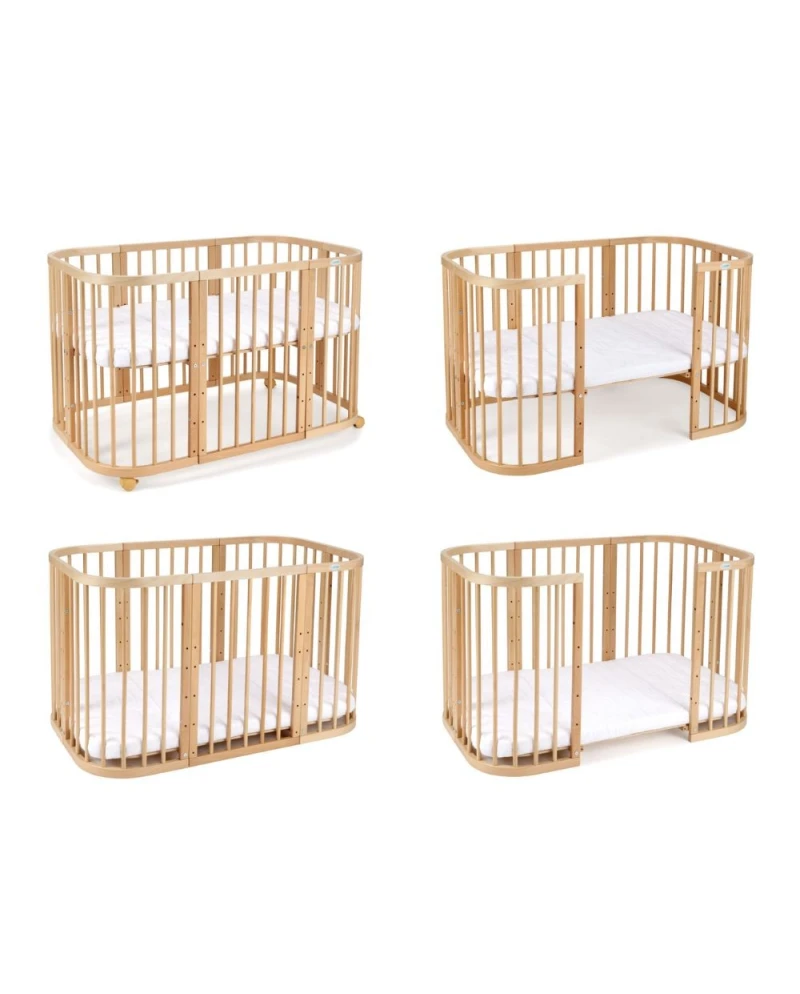 Lettino standard evolutivo 7in1 legno naturale – 4 configurazioni culla lettino e box bambino