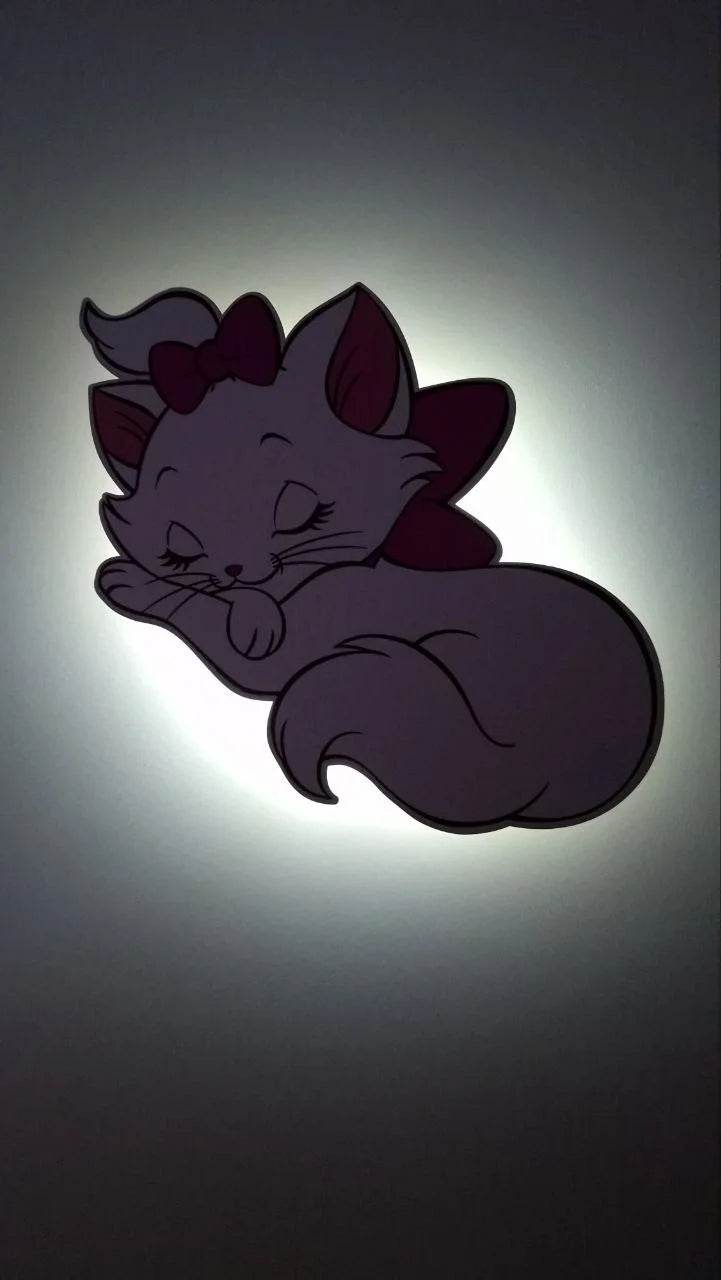 Luce notturna per bambini Marie degli aristogatti led da muro con effetto retroilluminazione delicato, lampada anti buio 