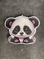 Luce notturna cameretta panda baby sagomata, bianco nero e rosa, personalizzabile con nome neonato