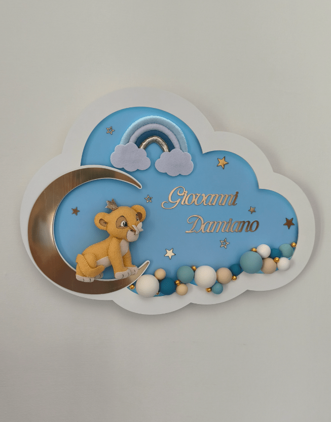 Luce Notturna per Bambini Personalizzata Simba Il Re Leone con Arcobaleno – Con Nome Bambino - Universo del Bambino