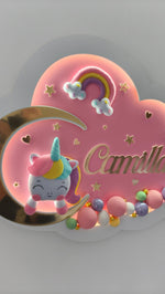 Luce Notturna per Bambini Personalizzata Unicorno con Arcobaleno – Con Nome Bambino - universo del bambino